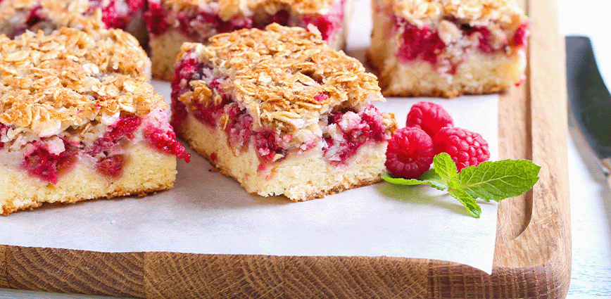 Raspberry Crumble Bars using stevia recipe from Pyure