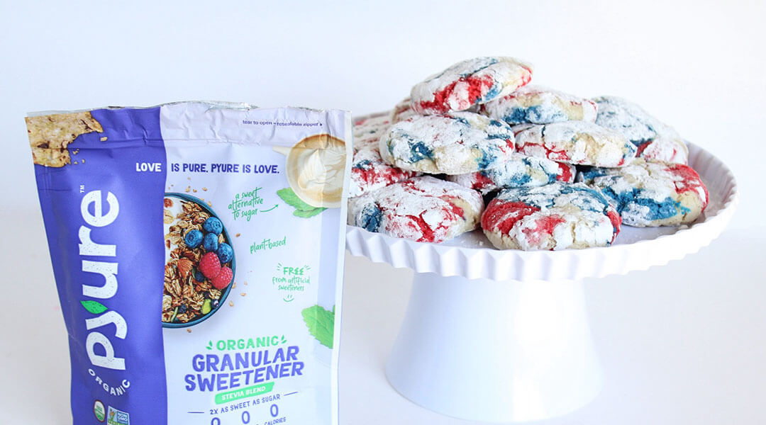 Patriotic USA Low sugar crinkle cookies made with Pyure organic sweetener