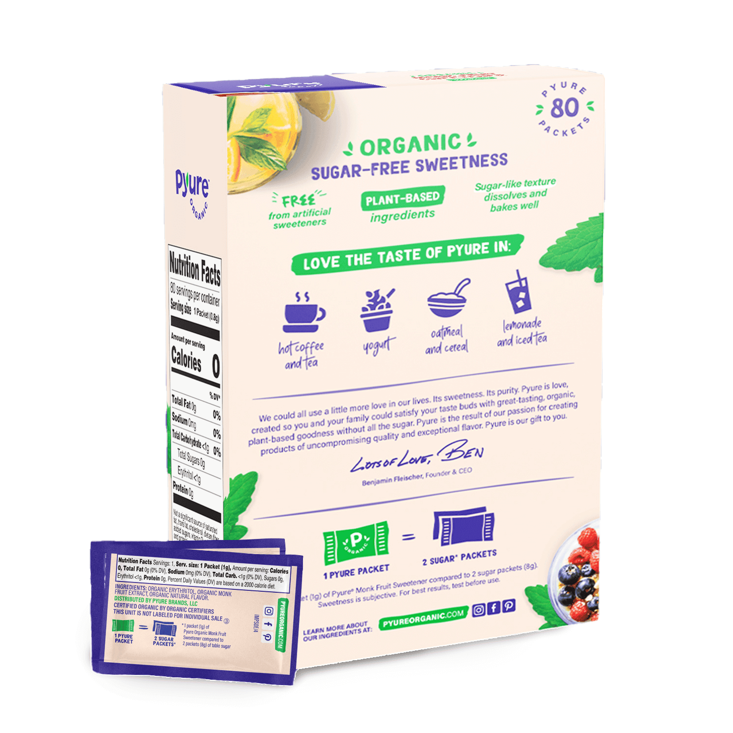 Organic Monk Fruit Sweetener Packets - Pyure