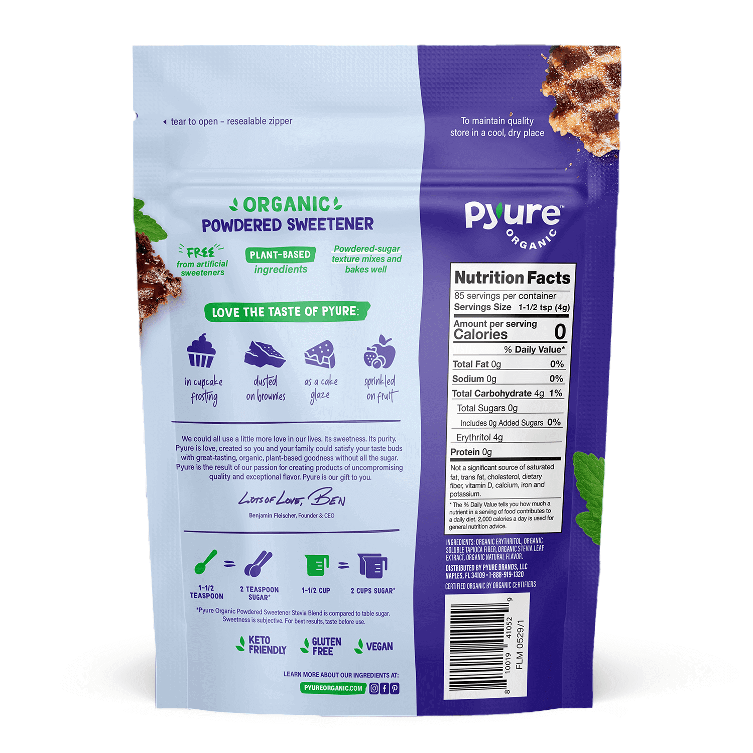 Organic Powdered Sweetener Stevia Blend - Pyure