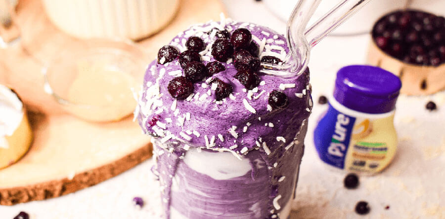 Blueberry Coconut Cloud Smoothie recipe made with Pyure liquid stevia