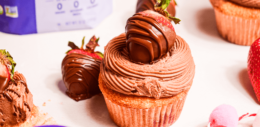 Keto Chocolate Covered Strawberry Cupcakes