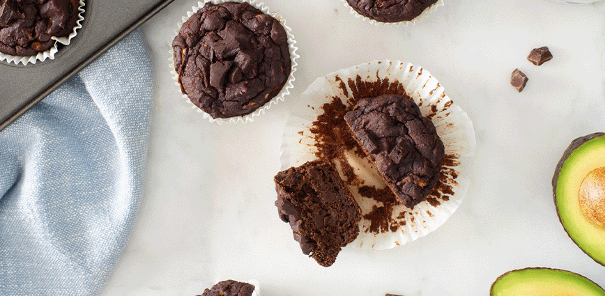 Double Chocolate Avocado Muffins low calorie recipe