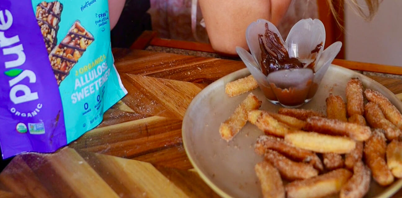 Vegan Protein Air Fryer Churros with Pyure Allulose and Chocolate