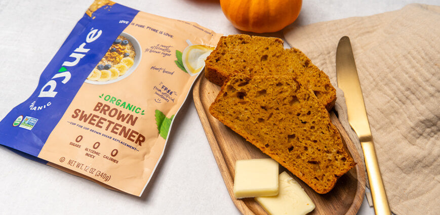 Low-Sugar Pumpkin Bread Recipe made with Pyure Organic Brown Sweetener