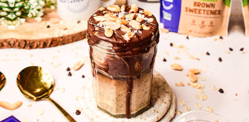 Low-Sugar Snickers Overnight Oats