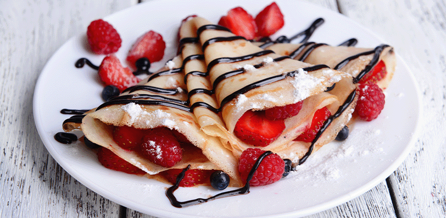 Strawberries & Cream Vanilla Crepes recipe without added sugar