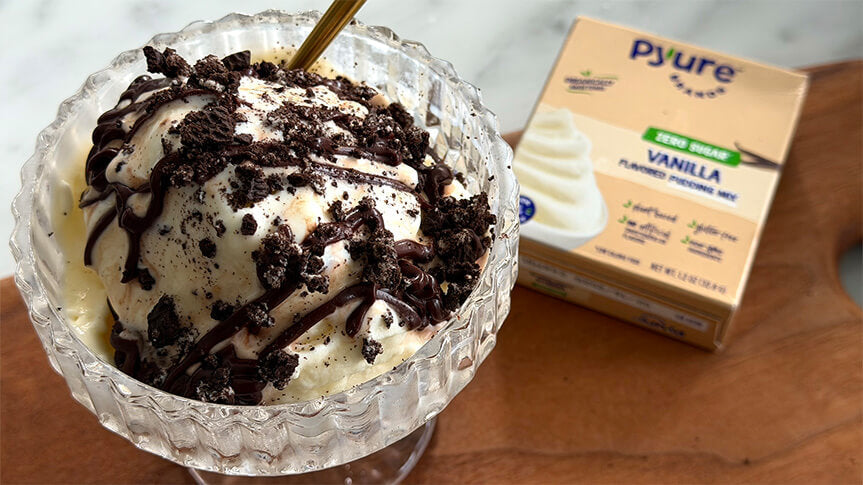 Maple Vanilla Ninja Creami made with Pyure sugar-free Vanilla pudding mix