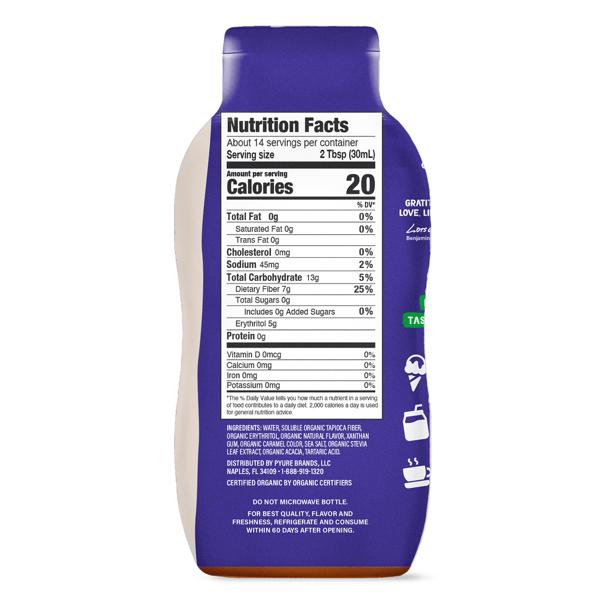 SugarFree Caramel Flavored Syrup Pyure Organic