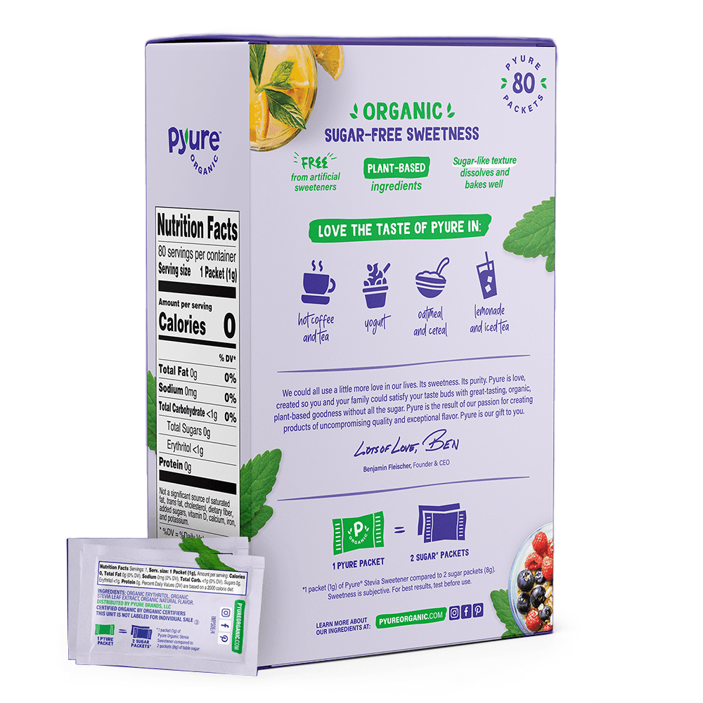 Organic Stevia Leaf Extract Sweetener Packets Pyure Organic