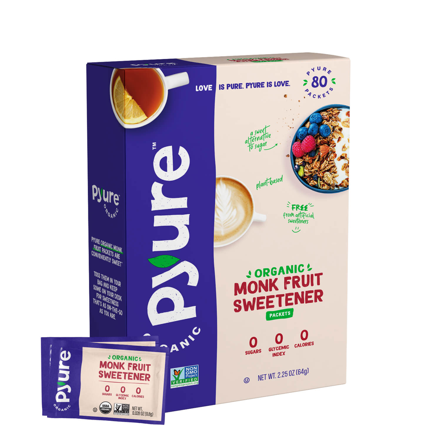 Organic monk fruit sweetener packets